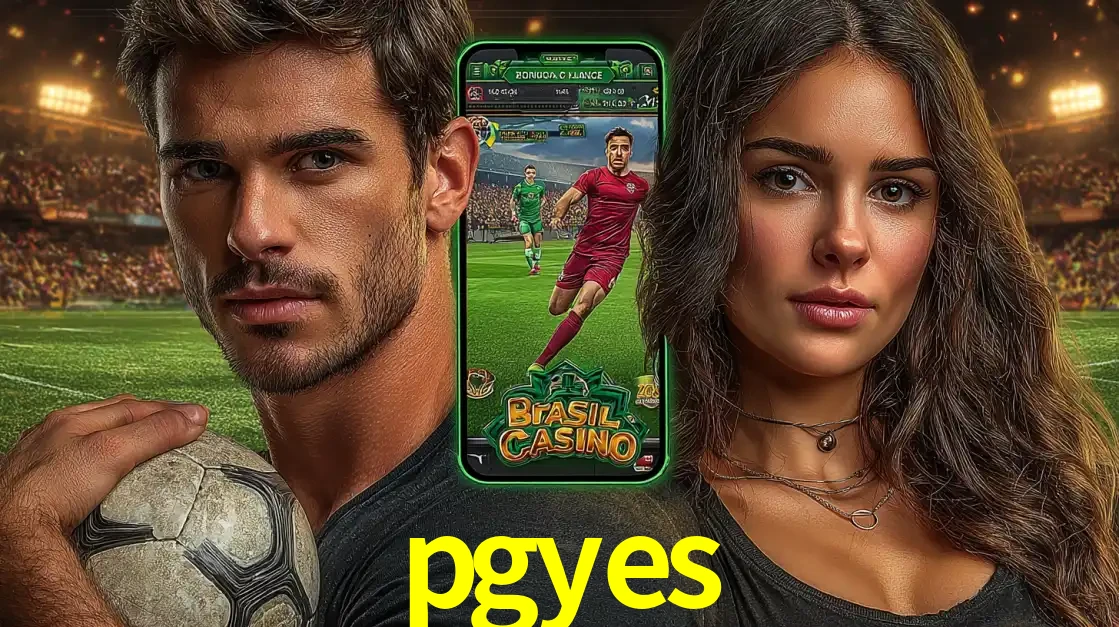 Homem segurando uma bola de futebol e uma mulher ao lado de um smartphone exibindo o jogo de apostas esportivas da pgyes. Faça seu palpite no cassino online.